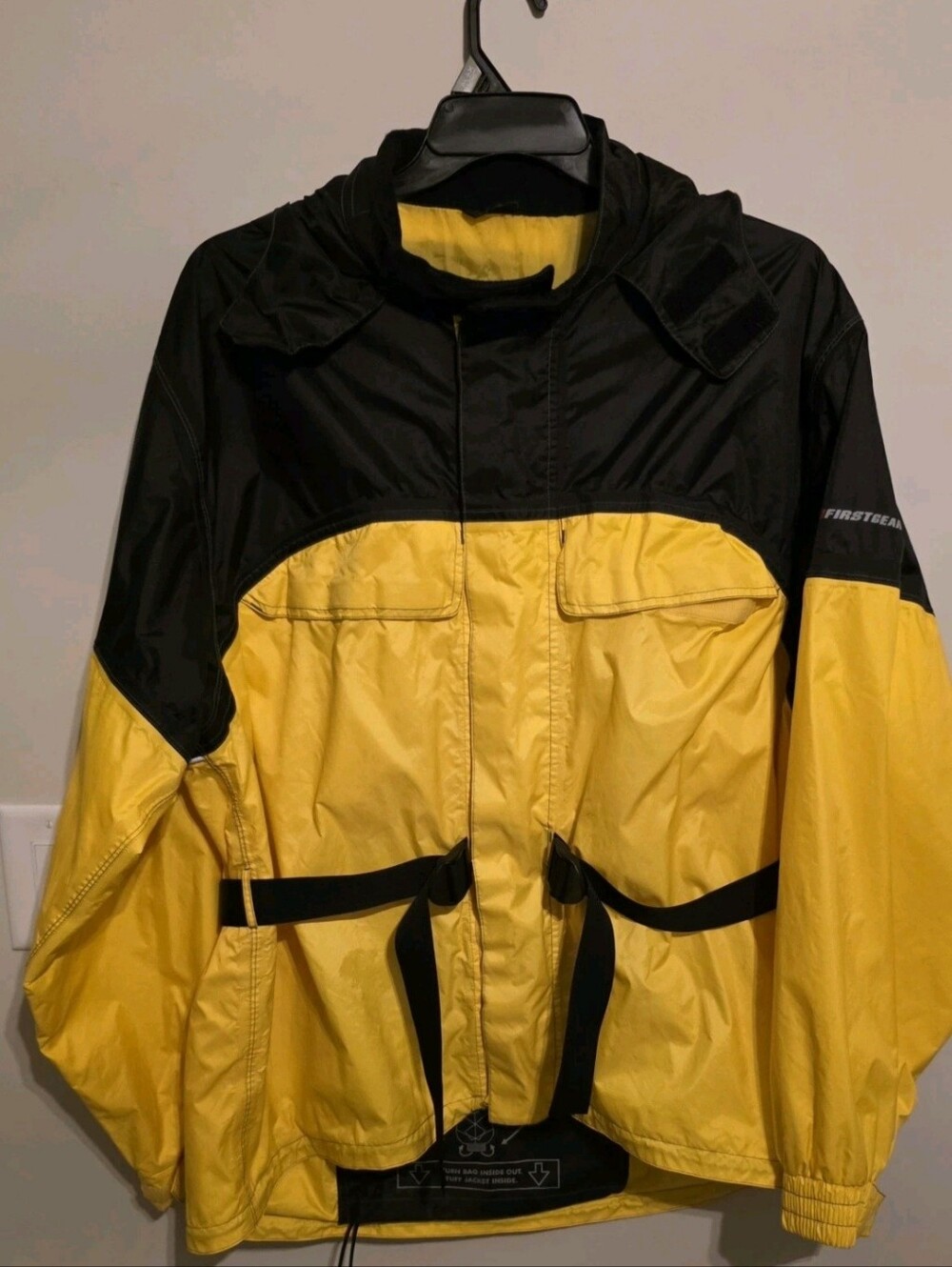 First Gear Rainman Lightweight Nylon Motorcycle Rain Jacket Yellow/Black 2XL